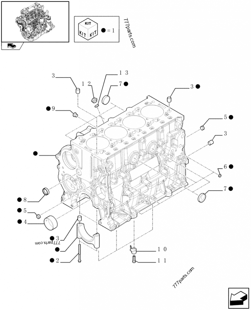 Part diagram CYLINDER BLOCK & RELATED PARTS (87546691) - COMPACT TRACK LOADERS Case 420CT (COMPACT TRACK LOADER - SERIES 3, ASN N7M455401 (1/08-3/11)) | 777parts.com