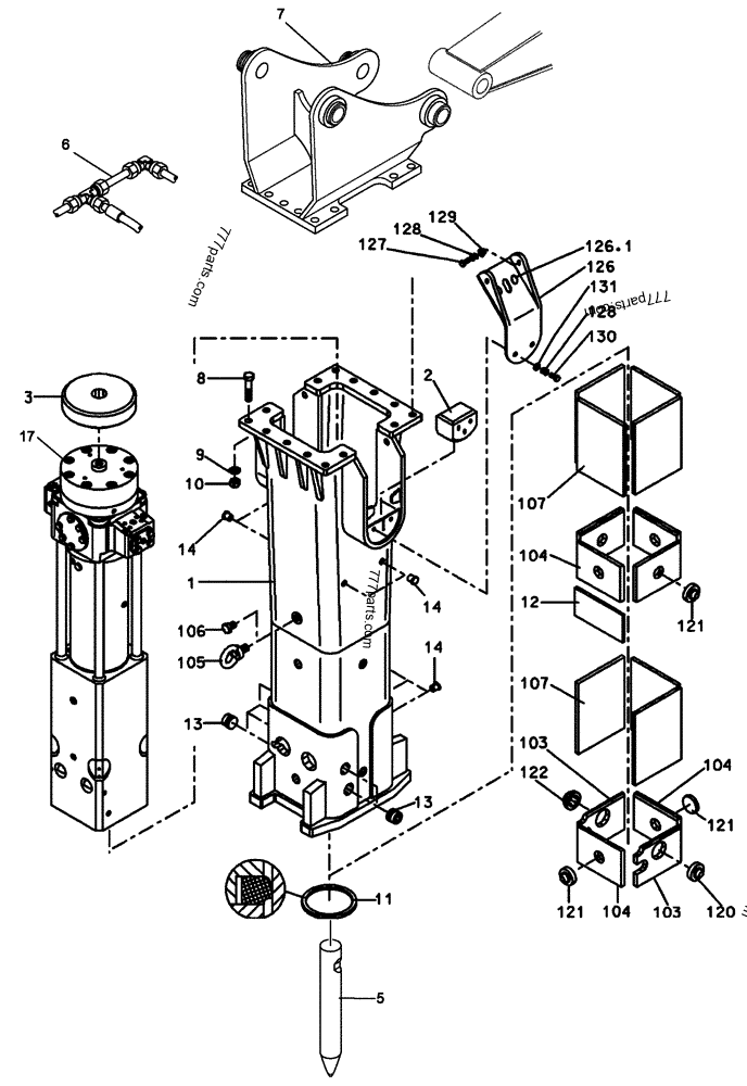 Part diagram HYDRAULIC ROCKBREAKER - VERSION : BRETEC CB3750S - CE ATTACHMENTS Case CB3750S (EXCAVATOR HYDRAULIC ROCKBREAKER (1/05-)) | 777parts.com