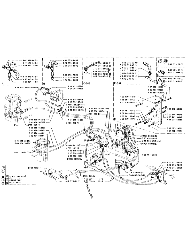 Part diagram PILOT CIRCUIT - CRAWLER EXCAVATORS Case 170 (POCLAIN CRAWLER EXCAVATOR (S/N 12341 TO 12492) (5/85-12/92)) | 777parts.com