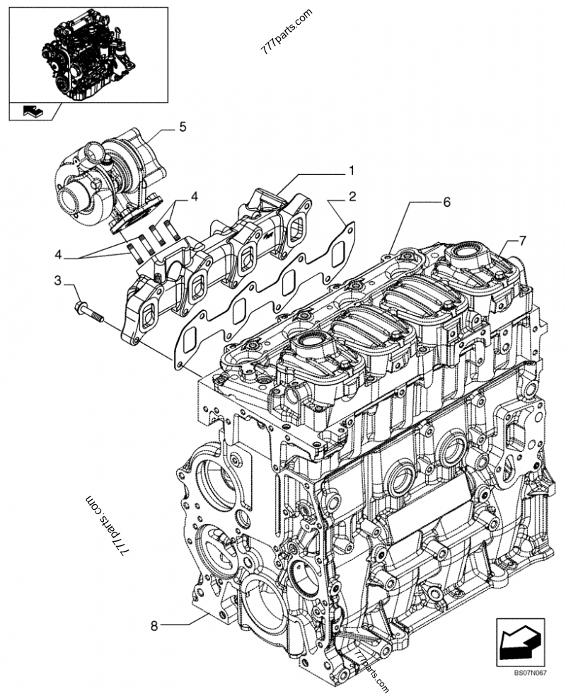Part diagram EXHAUST MANIFOLD (87546691) - COMPACT TRACK LOADERS Case 420CT (COMPACT TRACK LOADER - SERIES 3, ASN N7M455401 (1/08-3/11)) | 777parts.com