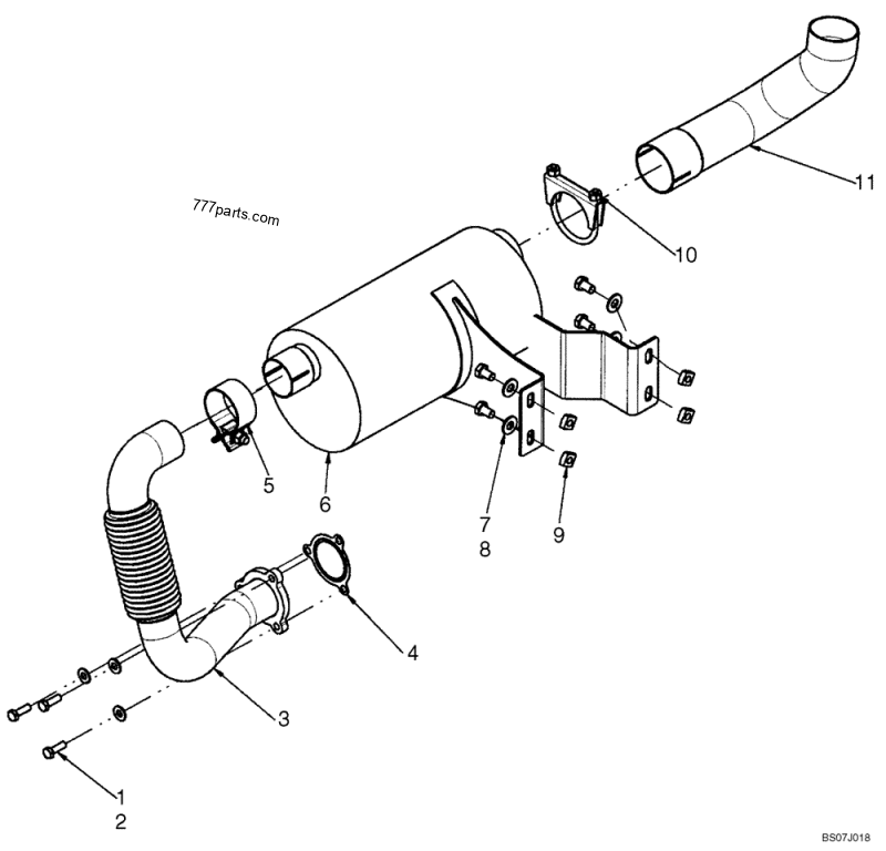 Part diagram ENGINE - EXHAUST SYSTEM - COMPACT TRACK LOADERS Case 420CT (COMPACT TRACK LOADER - SERIES 3, ASN N7M455401 (1/08-3/11)) | 777parts.com