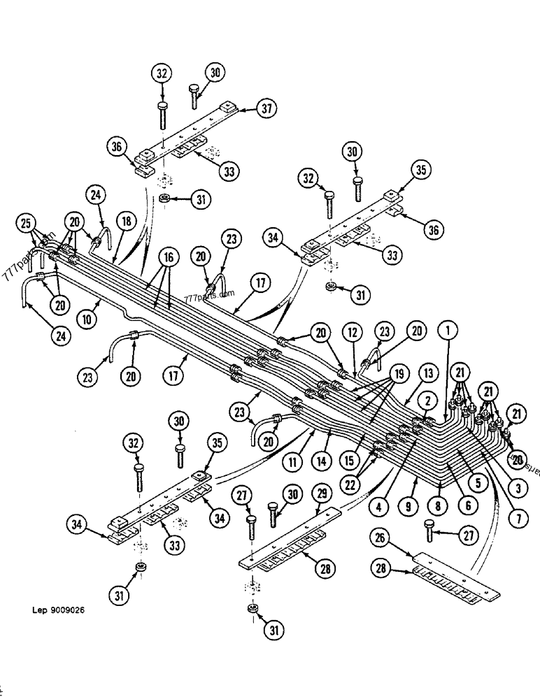 Part diagram LUBRICATION CIRCUIT(6.70M BOOM ) - CRAWLER DOZERS Case 1088FG (CASE ELECTRIC EXCAVATOR - PORTUGAL (90KW 380V) (1/88-12/94)) | 777parts.com