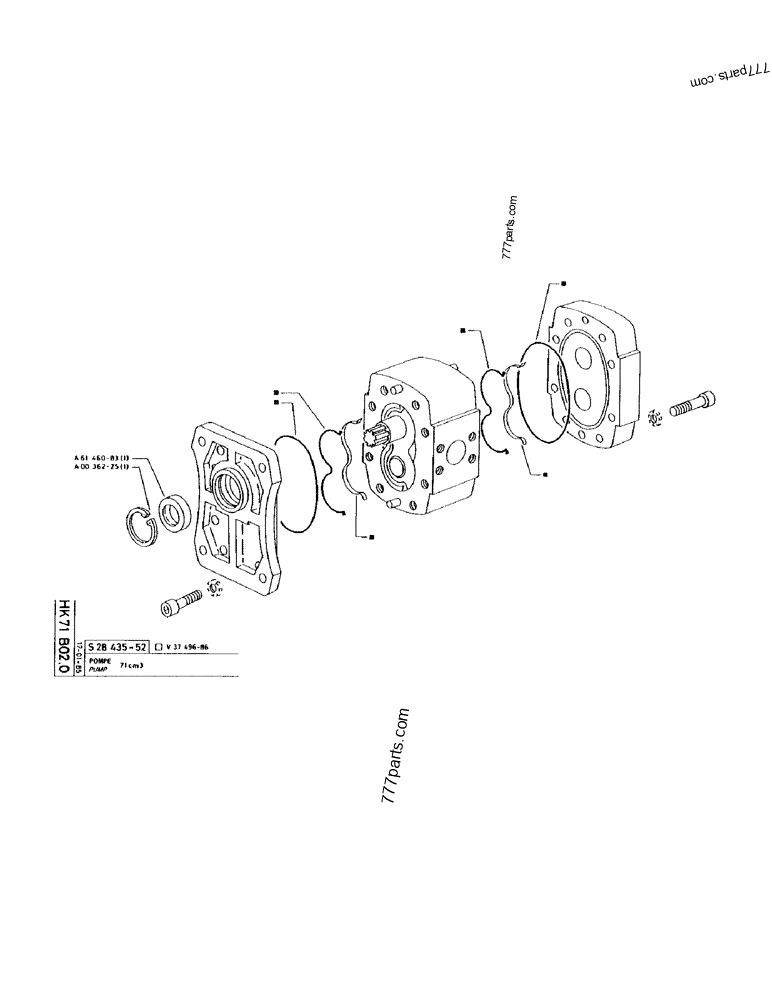 Part diagram PUMP 71CM³ - CRAWLER EXCAVATORS Case 170 (POCLAIN CRAWLER EXCAVATOR (S/N 12341 TO 12492) (5/85-12/92)) | 777parts.com