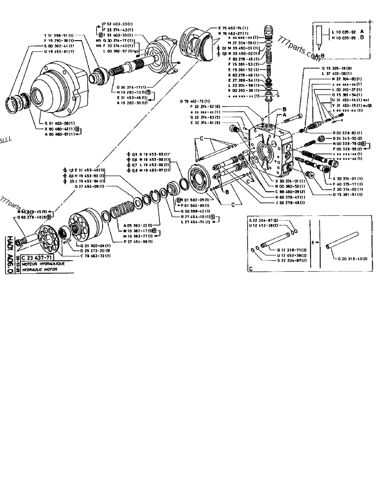 Part diagram HYDRAULIC MOTOR - CRAWLER EXCAVATORS Case 170B (CASE CRAWLER EXCAVATOR (S/N 1501-) (S/N 12501-) (EUROPE) (2/87-12/89)) | 777parts.com