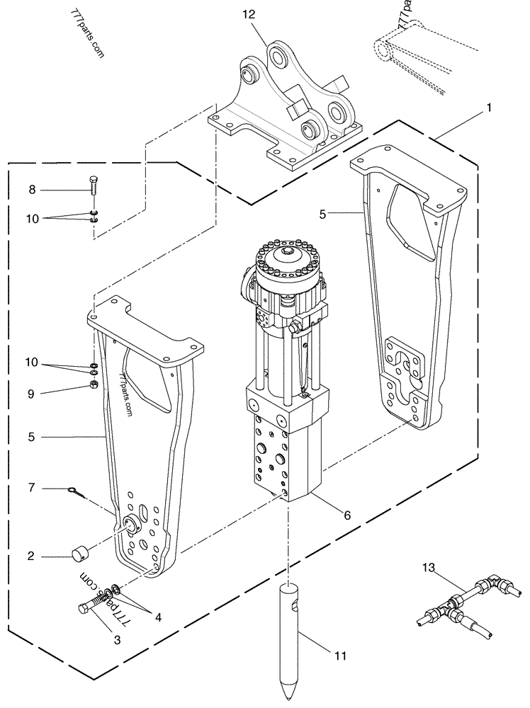 Part diagram HYDRAULIC ROCKBREAKER - VERSION : BRETEC CB1150 - CE ATTACHMENTS Case CB1150 (EXCAVATOR HYDRAULIC ROCKBREAKER (1/05-)) | 777parts.com