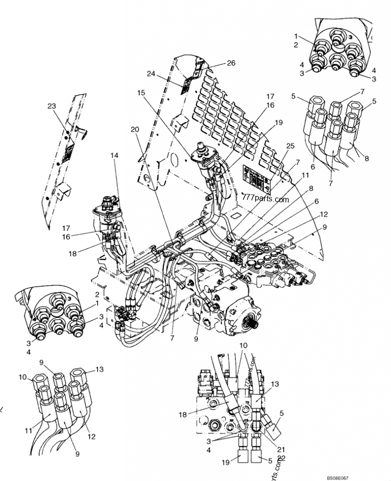 Part diagram JOYSTICK CONTROL PLUMBING -  H PATTERN - COMPACT TRACK LOADERS Case 440CT (COMPACT TRACK LOADER - SERIES 3, ASN N7M483467 (1/08-3/11)) | 777parts.com