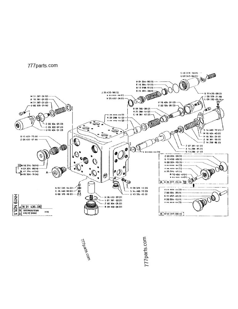 Part diagram VALVE BANK H19 - CRAWLER EXCAVATORS Case 170 (POCLAIN CRAWLER EXCAVATOR (S/N 12341 TO 12492) (5/85-12/92)) | 777parts.com