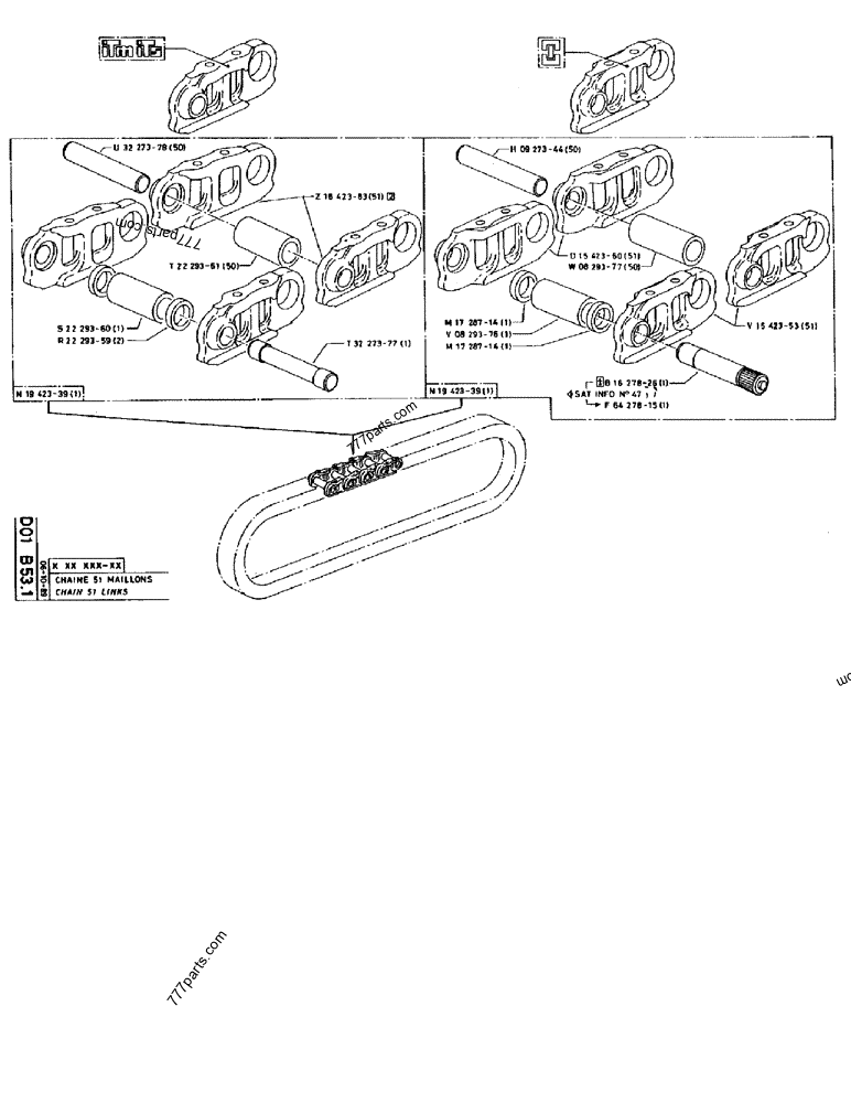 Part diagram CHAIN 51 LINKS - CRAWLER EXCAVATORS Case 170B (CASE CRAWLER EXCAVATOR (S/N 1501-) (S/N 12501-) (EUROPE) (2/87-12/89)) | 777parts.com
