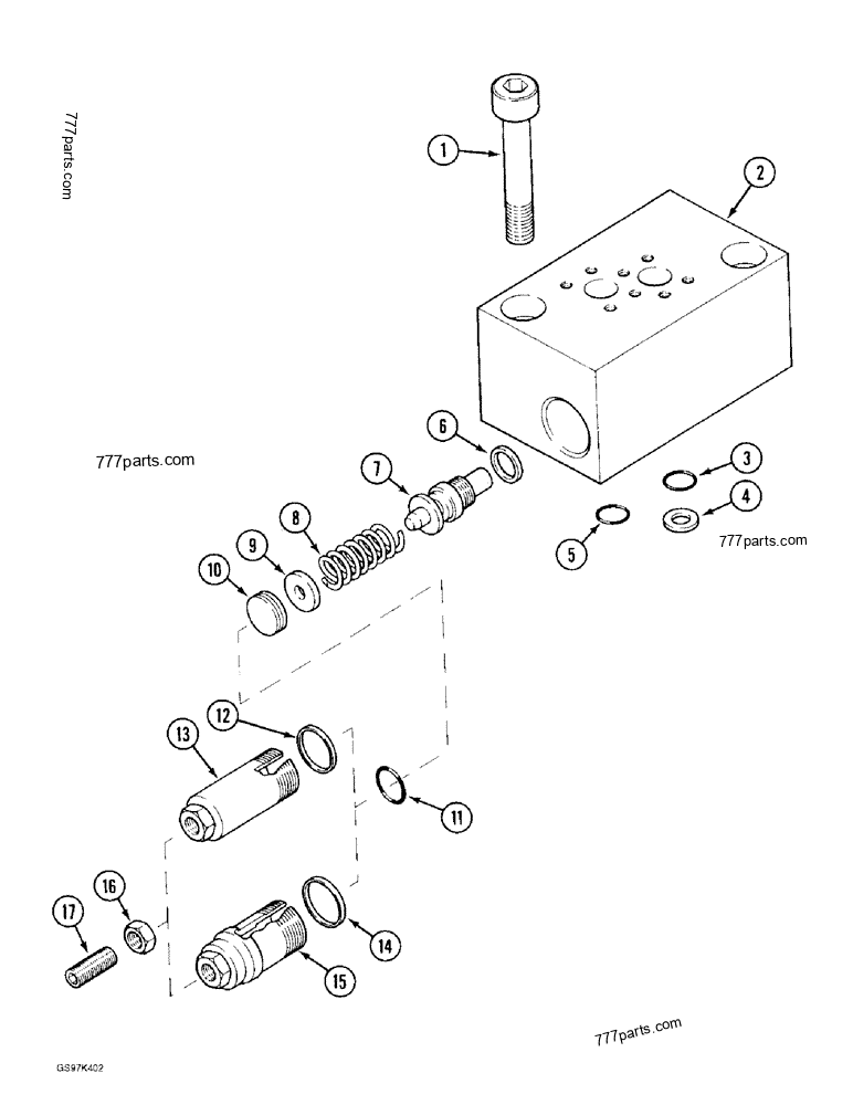Part diagram ATTACHMENT CONTROL VALVE, CIRCUIT RELIEF VALVES - CRAWLER EXCAVATORS Case 170C (CASE CRAWLER EXCAVATOR (1/90-12/91)) | 777parts.com