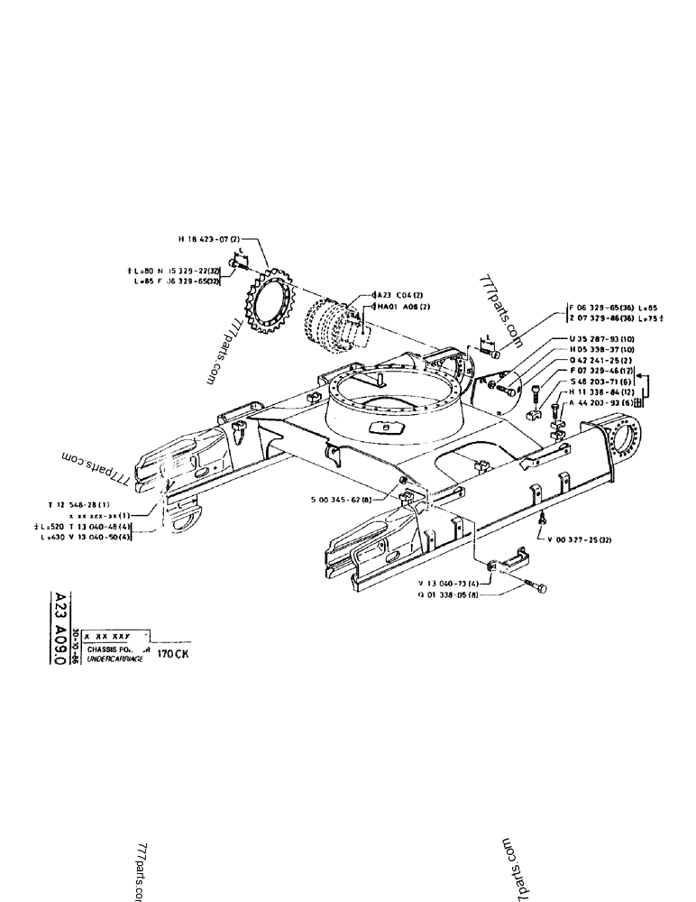 Part diagram UNDERCARRIAGE 170CK - CRAWLER EXCAVATORS Case 170 (POCLAIN CRAWLER EXCAVATOR (S/N 12341 TO 12492) (5/85-12/92)) | 777parts.com
