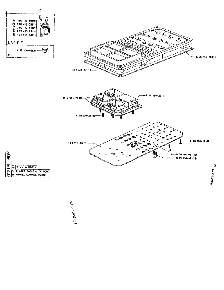 Part diagram PANNEL CONTROL PLATE - CRAWLER EXCAVATORS Case 170B (CASE CRAWLER EXCAVATOR (S/N 1501-) (S/N 12501-) (EUROPE) (2/87-12/89)) | 777parts.com