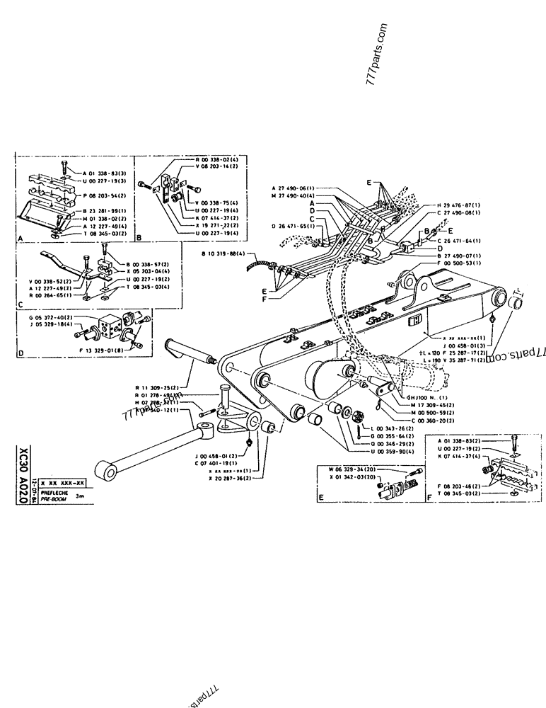 Part diagram PRE-BOOM - CRAWLER EXCAVATORS Case 160CL (POCLAIN CRAWLER EXCAVATOR (S/N 8321 & AFTER) (5/76-12/82)) | 777parts.com