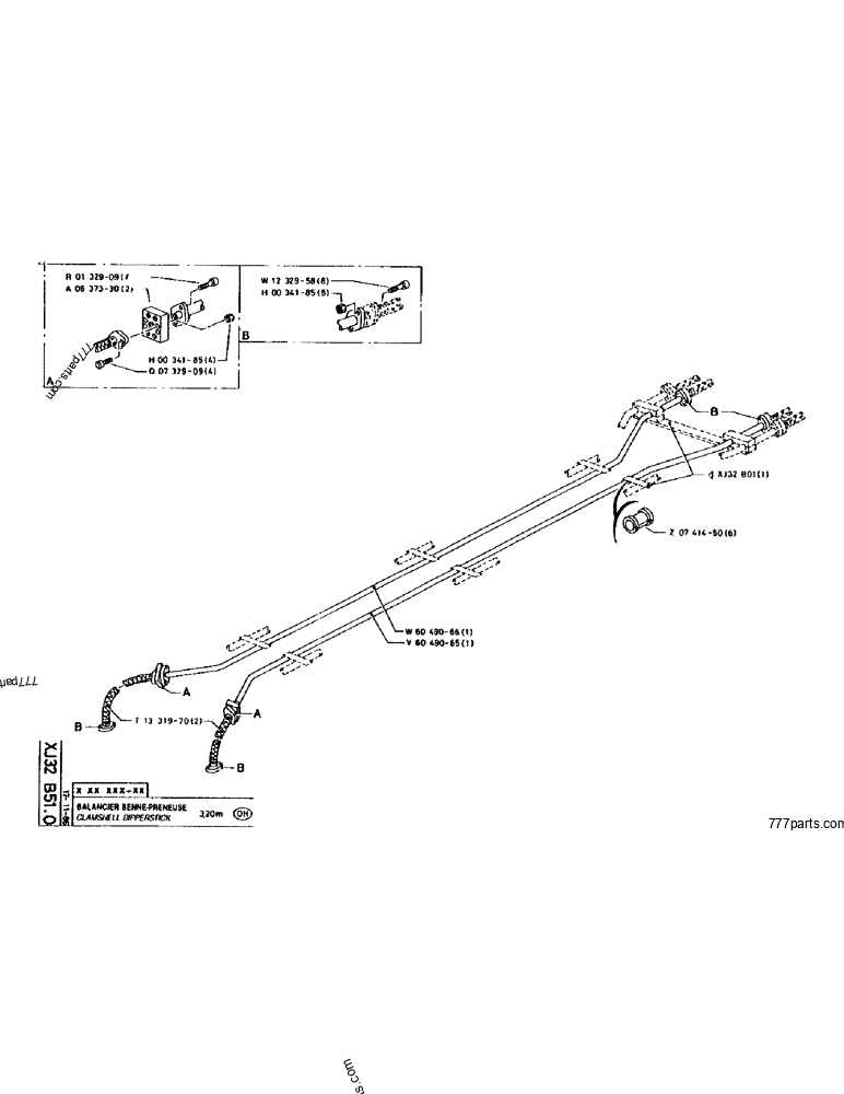Part diagram CLAMSHELL DIPPERSTICK 3,20M - CRAWLER EXCAVATORS Case 170 (POCLAIN CRAWLER EXCAVATOR (S/N 12341 TO 12492) (5/85-12/92)) | 777parts.com