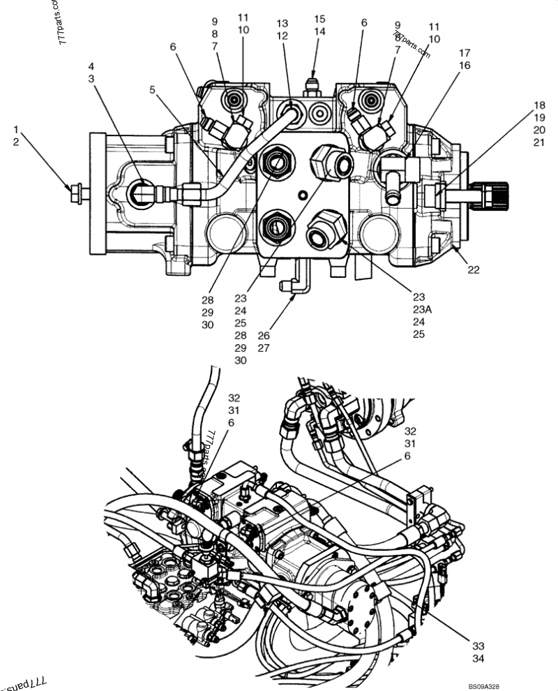 Part diagram HYDROSTATICS - PUMP FITTINGS (420CT WITH PILOT CONTROL) - COMPACT TRACK LOADERS Case 420CT (COMPACT TRACK LOADER - SERIES 3, ASN N7M455401 (1/08-3/11)) | 777parts.com
