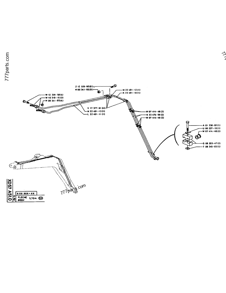 Part diagram BOOM - CRAWLER EXCAVATORS Case 160CL (POCLAIN CRAWLER EXCAVATOR (S/N 8321 & AFTER) (5/76-12/82)) | 777parts.com