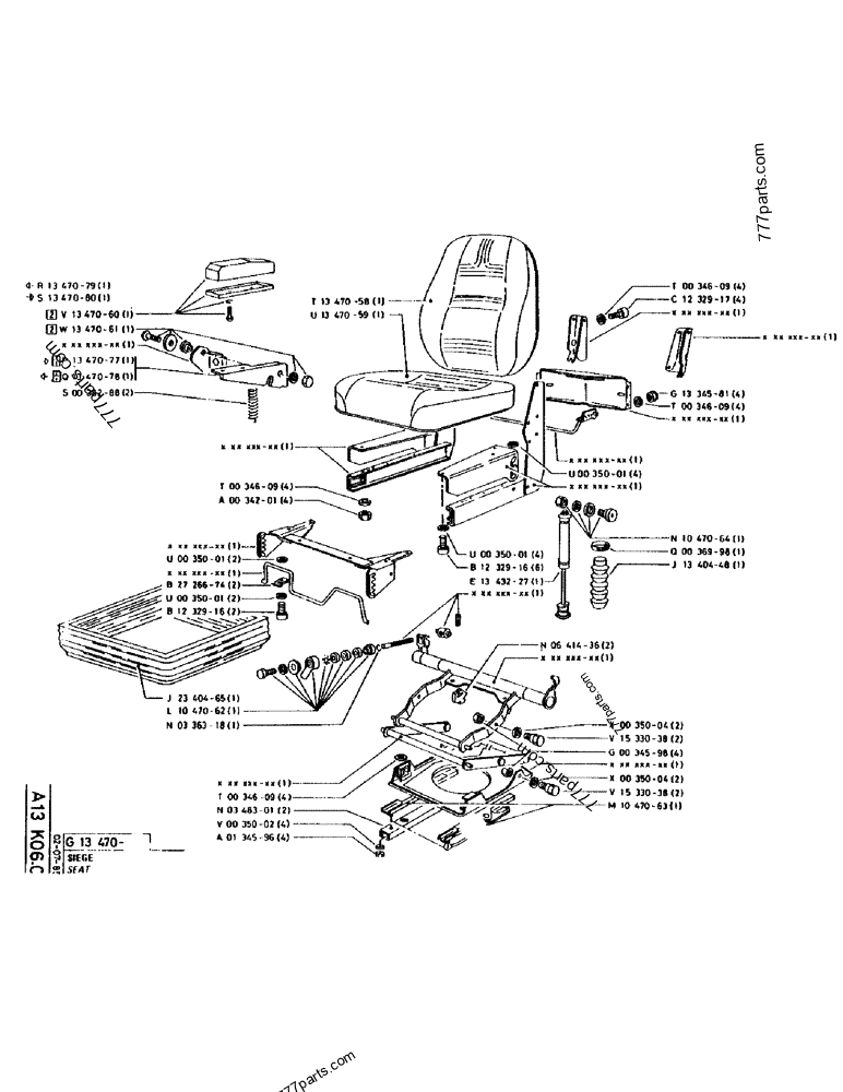 Part diagram SEAT - CRAWLER EXCAVATORS Case 170 (POCLAIN CRAWLER EXCAVATOR (S/N 12341 TO 12492) (5/85-12/92)) | 777parts.com