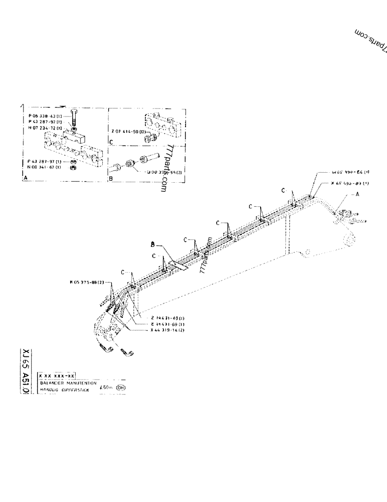 Part diagram HANDLIG DIPPERSTICK 6,50M (OH) - CRAWLER EXCAVATORS Case 170B (CASE/POCLAIN EXCAVATOR - REHANDLING ATTACHMENT (1/85-12/89)) | 777parts.com