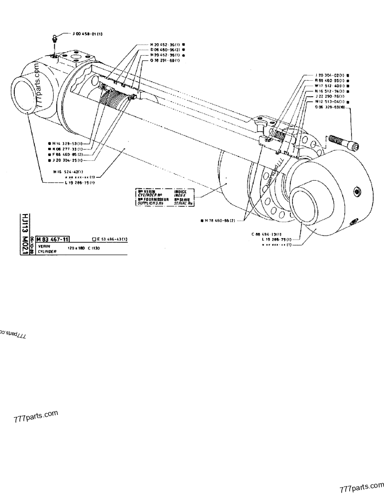 Part diagram CYLINDER 120 X 180 C1130 - CRAWLER EXCAVATORS Case 170B (CASE CRAWLER EXCAVATOR (S/N 1501-) (S/N 12501-) (EUROPE) (2/87-12/89)) | 777parts.com