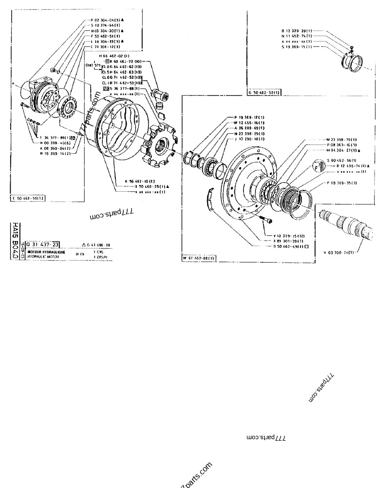 Part diagram HYDRAULIC MOTOR H 15 1 DISPL. - CRAWLER EXCAVATORS Case 170FG (POCLAIN EXCAVATOR W/ELECTRIC MOTOR (75KW 380V) (1/85-12/92)) | 777parts.com