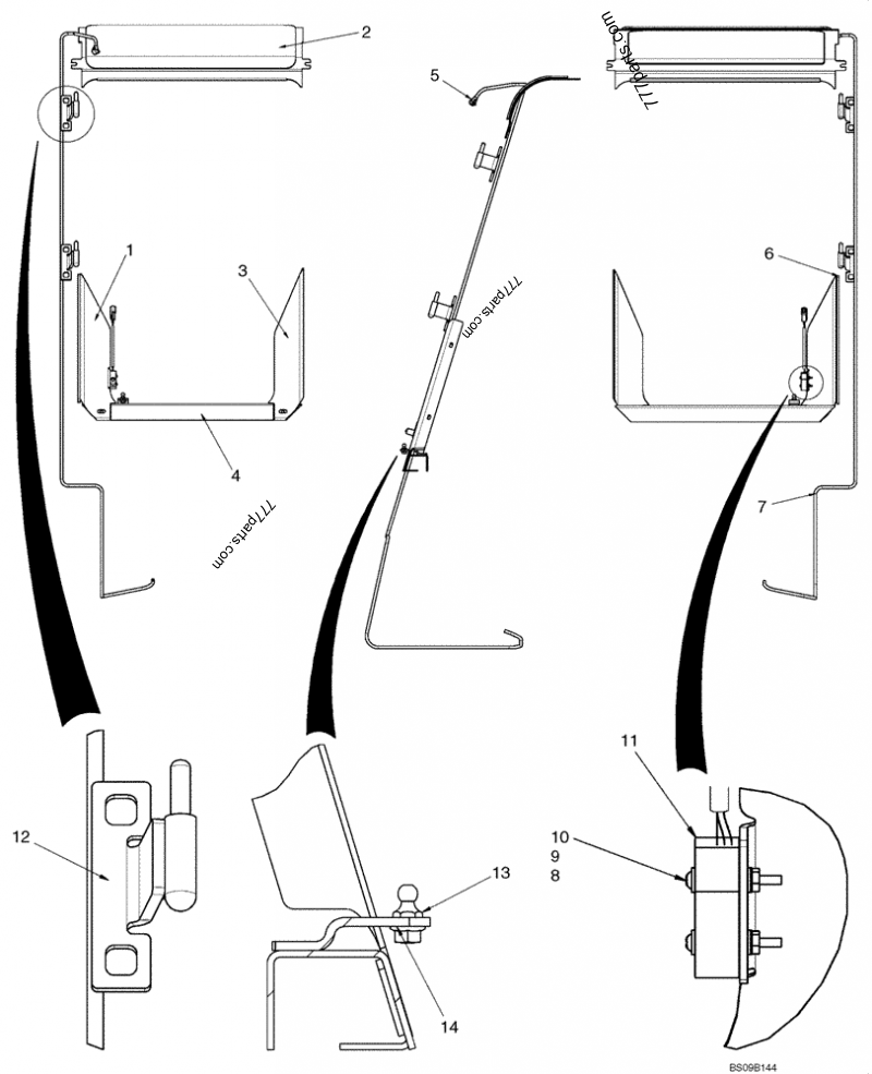 Part diagram CAB DOOR - VISOR - COMPACT TRACK LOADERS Case 420CT (COMPACT TRACK LOADER - SERIES 3, ASN N7M455401 (1/08-3/11)) | 777parts.com
