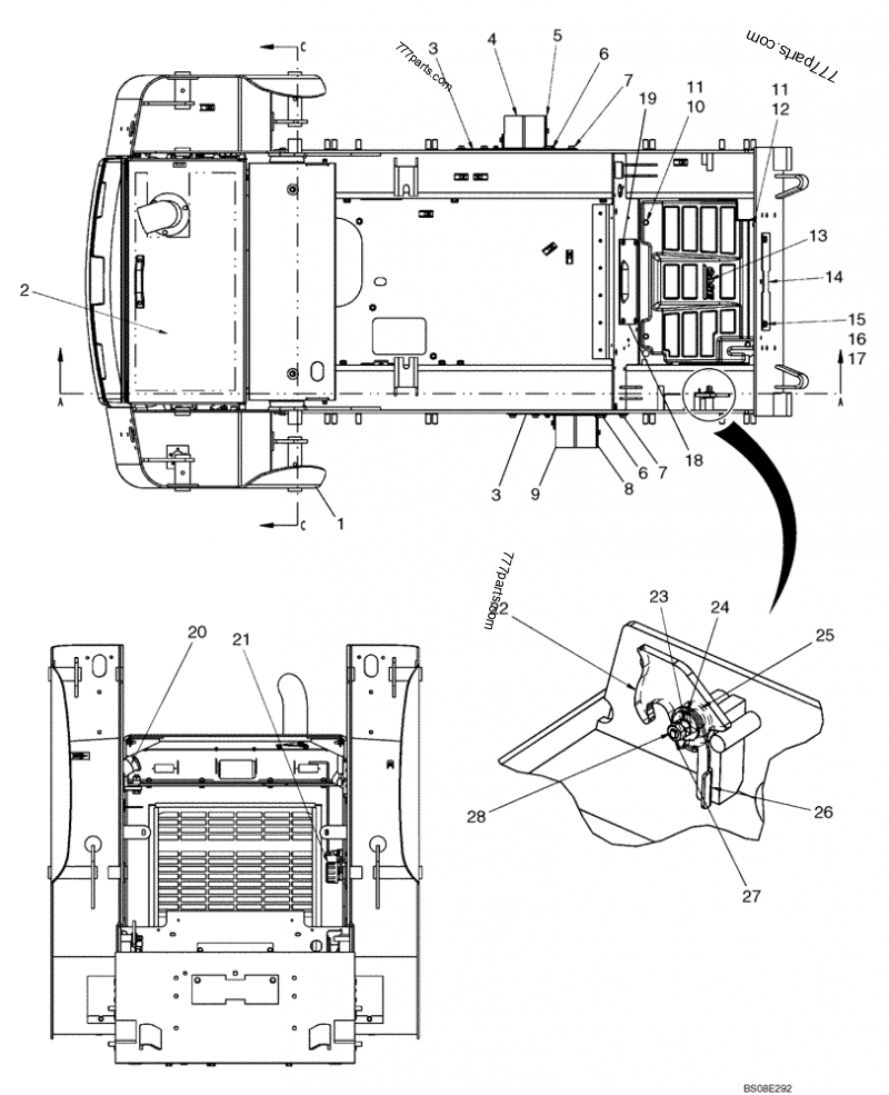 Part diagram CHASSIS (420CT) BSN NAM414490 - COMPACT TRACK LOADERS Case 420CT (COMPACT TRACK LOADER - SERIES 3, ASN N7M455401 (1/08-3/11)) | 777parts.com