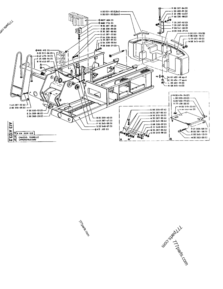 Part diagram UPPERSTRUCTURE - CRAWLER EXCAVATORS Case 170B (CASE CRAWLER EXCAVATOR (S/N 1501-) (S/N 12501-) (EUROPE) (2/87-12/89)) | 777parts.com