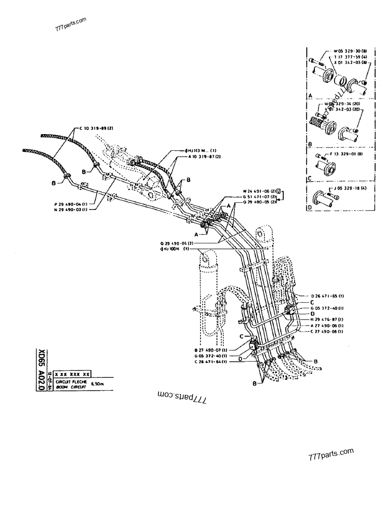 Part diagram BOOM CIRCUIT - CRAWLER EXCAVATORS Case 160CL (POCLAIN CRAWLER EXCAVATOR (S/N 8321 & AFTER) (5/76-12/82)) | 777parts.com