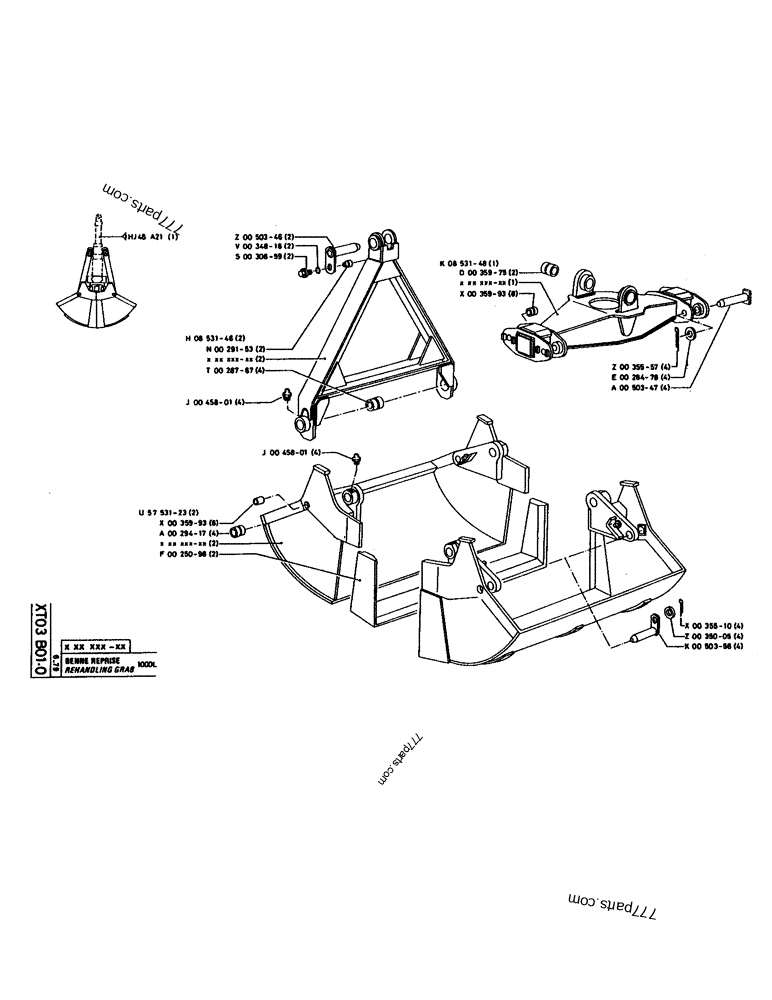 Part diagram REHANDLING GRAB - CRAWLER EXCAVATORS Case 160CL (POCLAIN CRAWLER EXCAVATOR (S/N 8321 & AFTER) (5/76-12/82)) | 777parts.com