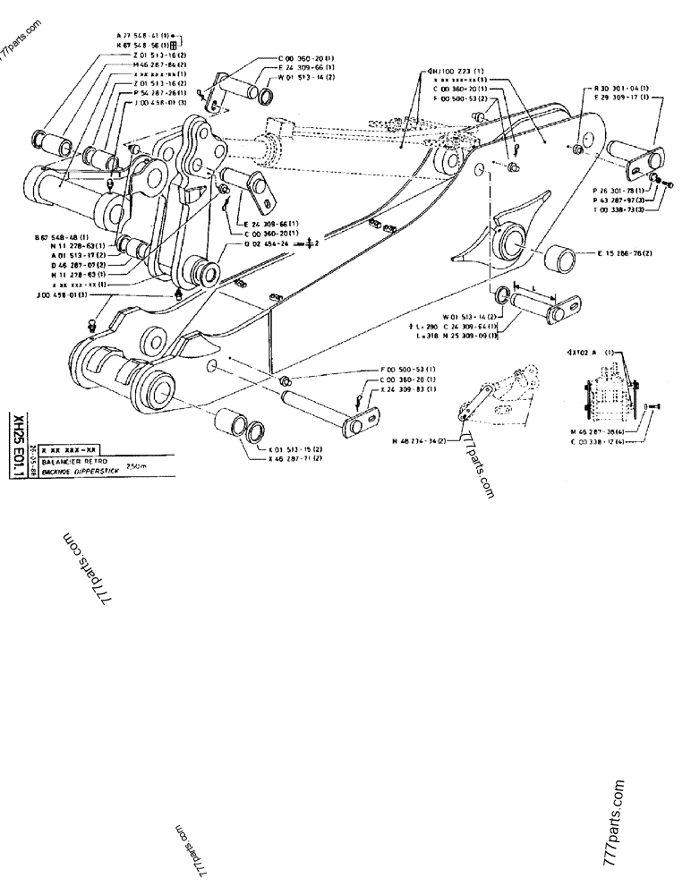 Part diagram BACKHOE DIPPERSTICK 2,50M - CRAWLER EXCAVATORS Case 170B (CASE CRAWLER EXCAVATOR (S/N 1501-) (S/N 12501-) (EUROPE) (2/87-12/89)) | 777parts.com