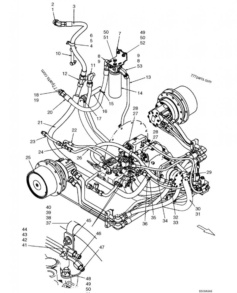 Part diagram HYDROSTATICS - PUMP, SUPPLY AND RETURN (440CT) - COMPACT TRACK LOADERS Case 440CT (COMPACT TRACK LOADER - SERIES 3, ASN N7M483467 (1/08-3/11)) | 777parts.com
