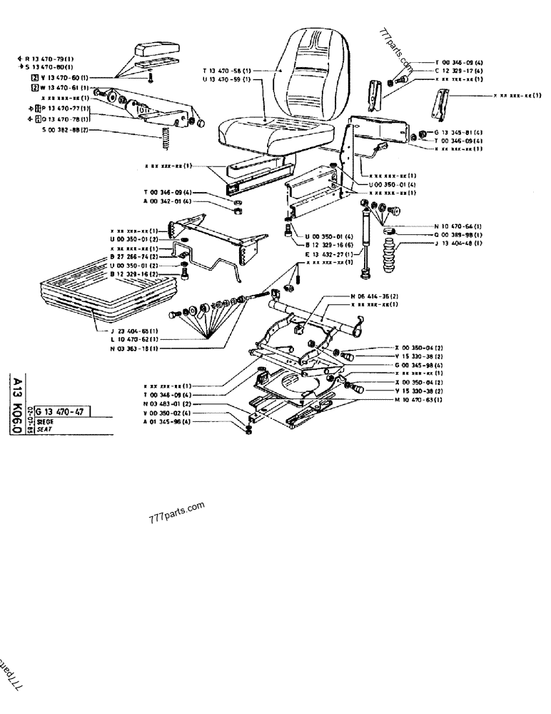 Part diagram SEAT - CRAWLER EXCAVATORS Case 170B (CASE CRAWLER EXCAVATOR (S/N 1501-) (S/N 12501-) (EUROPE) (2/87-12/89)) | 777parts.com
