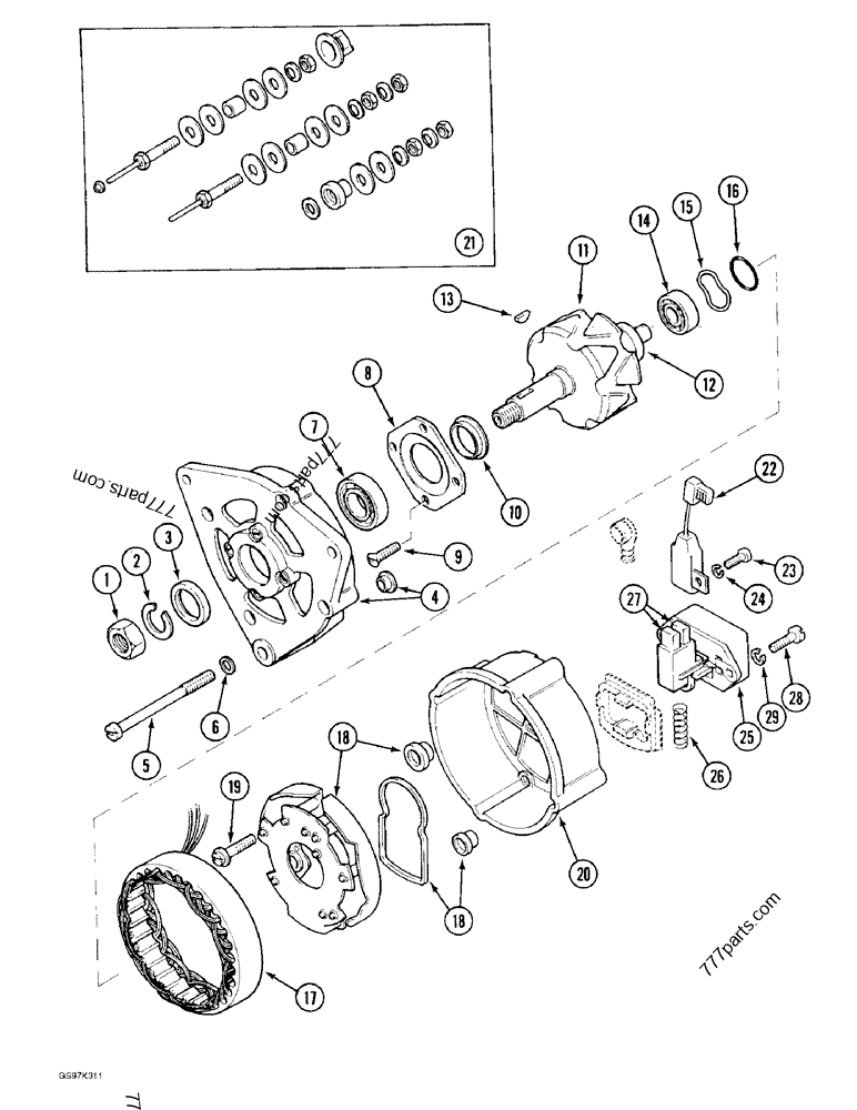 Part diagram ALTERNATOR - CRAWLER EXCAVATORS Case 170C (CASE CRAWLER EXCAVATOR (1/90-12/91)) | 777parts.com