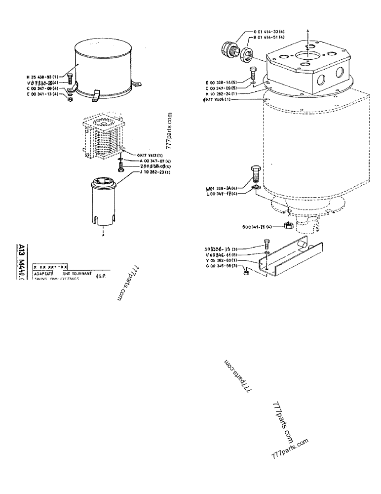 Part diagram SWING JOINT FITTINGS 15P - CRAWLER EXCAVATORS Case 170F (POCLAIN EXCAVATOR W/ELECTRIC MOTOR (132KW 380V) (1/85-12/92)) | 777parts.com