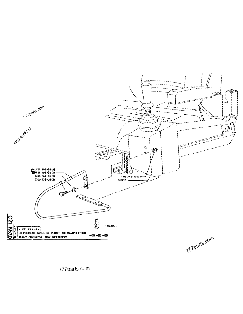 Part diagram LEVER PROTECTIVE BAR SUPPLEMENT - CRAWLER EXCAVATORS Case 170 (POCLAIN CRAWLER EXCAVATOR (S/N 12341 TO 12492) (5/85-12/92)) | 777parts.com