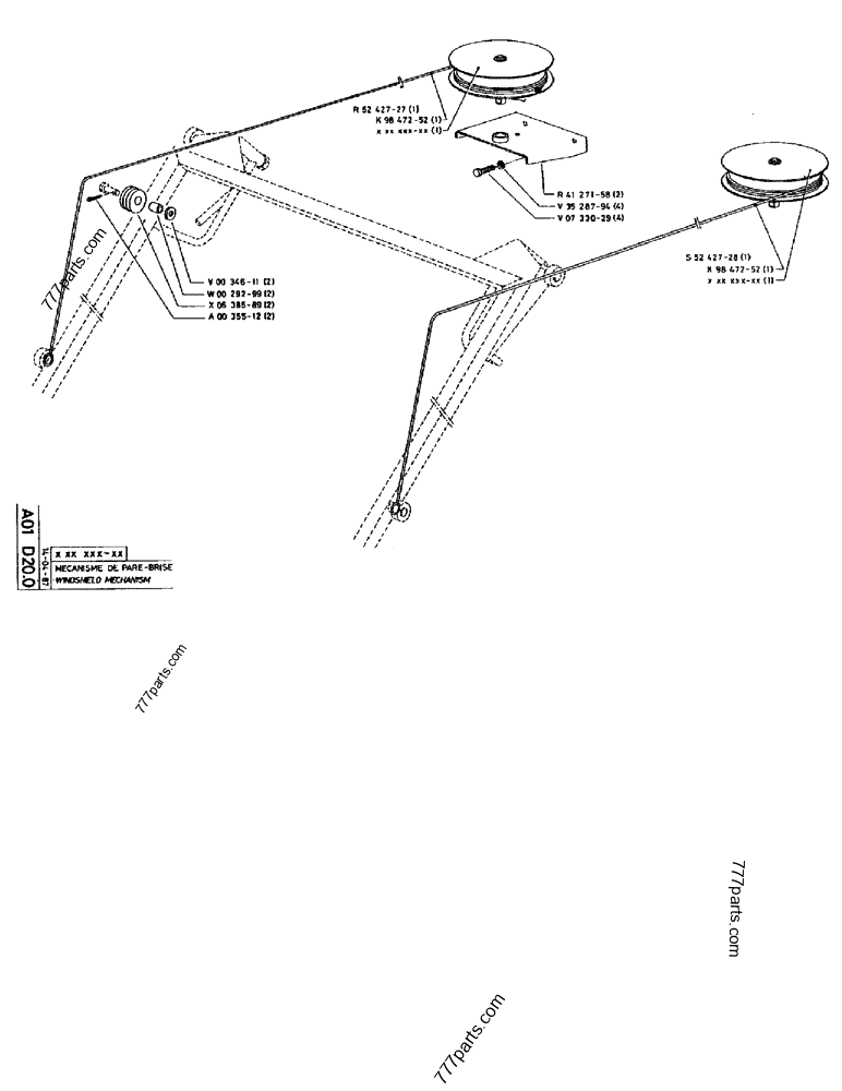 Part diagram WINDSHELD MECHANISM - CRAWLER EXCAVATORS Case 170B (CASE CRAWLER EXCAVATOR (S/N 1501-) (S/N 12501-) (EUROPE) (2/87-12/89)) | 777parts.com