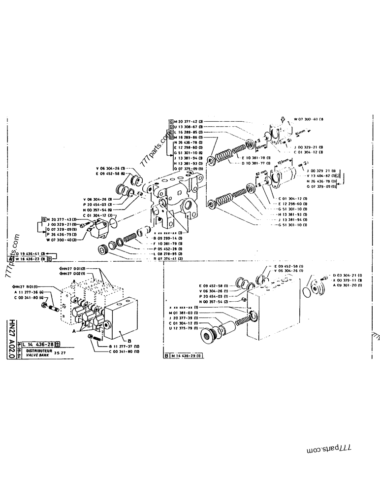Part diagram VALVE BANK - CRAWLER EXCAVATORS Case 160CL (POCLAIN CRAWLER EXCAVATOR (S/N 8321 & AFTER) (5/76-12/82)) | 777parts.com