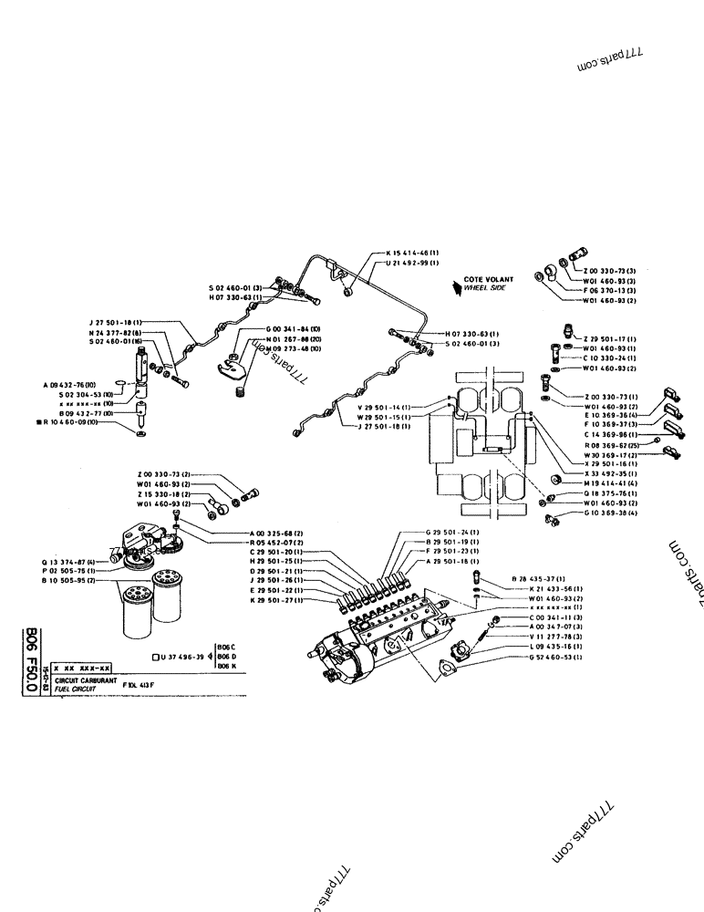 Part diagram FUEL CIRCUIT - CRAWLER EXCAVATORS Case 220 (POCLAIN CRAWLER EXCAVATOR (1/88-12/92)) | 777parts.com