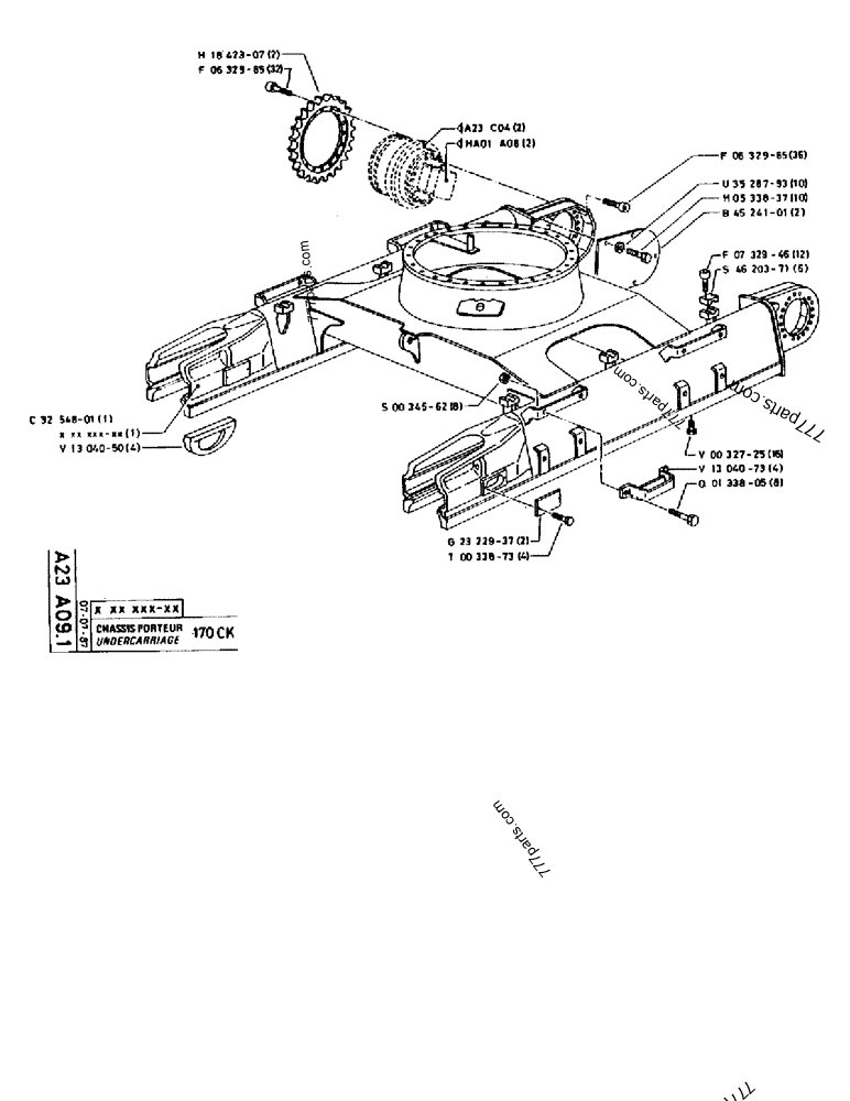 Part diagram UNDERCARRIAGE 170 CK - CRAWLER EXCAVATORS Case 170B (CASE CRAWLER EXCAVATOR (S/N 1501-) (S/N 12501-) (EUROPE) (2/87-12/89)) | 777parts.com