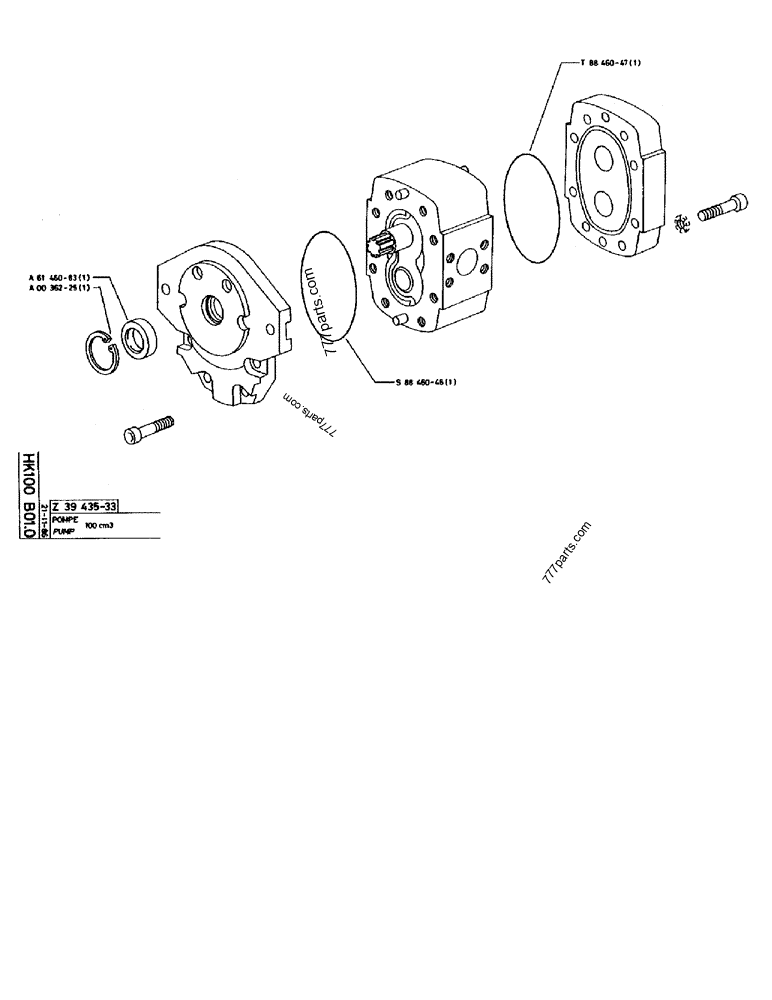 Part diagram PUMP 100 CM³ - CRAWLER EXCAVATORS Case 170B (CASE CRAWLER EXCAVATOR (S/N 1501-) (S/N 12501-) (EUROPE) (2/87-12/89)) | 777parts.com
