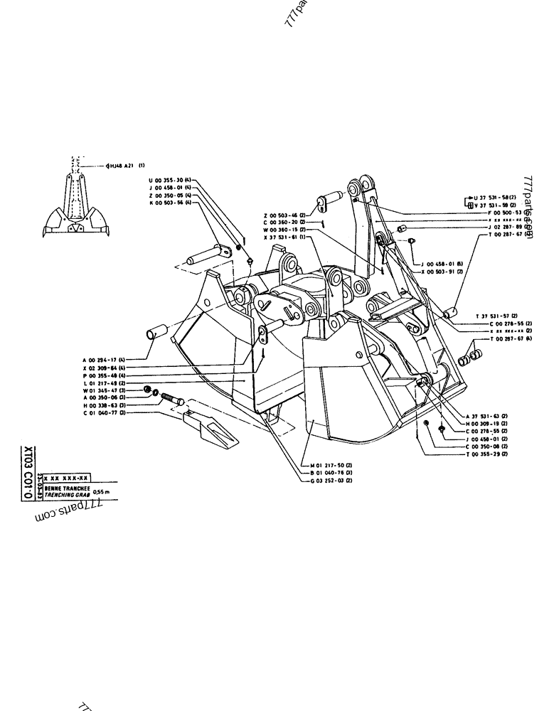 Part diagram TRENCHING GRAB - CRAWLER EXCAVATORS Case 160CL (POCLAIN CRAWLER EXCAVATOR (S/N 8321 & AFTER) (5/76-12/82)) | 777parts.com