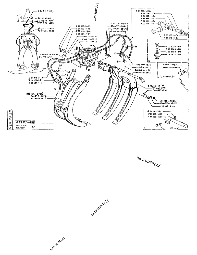 Part diagram WOOD CLIP - CRAWLER EXCAVATORS Case 170F (POCLAIN EXCAVATOR W/ELECTRIC MOTOR (132KW 380V) (1/85-12/92)) | 777parts.com