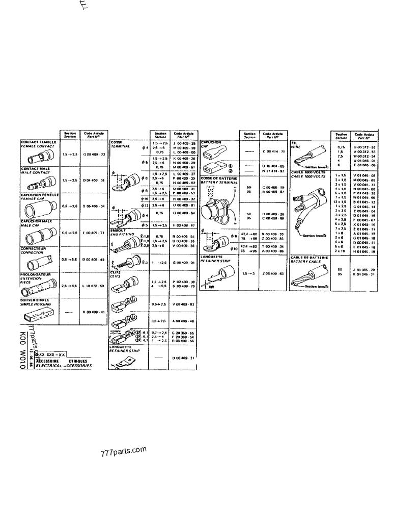 Part diagram ELECTRICAL ACCESSORIES - CRAWLER EXCAVATORS Case 170 (POCLAIN CRAWLER EXCAVATOR (S/N 12341 TO 12492) (5/85-12/92)) | 777parts.com