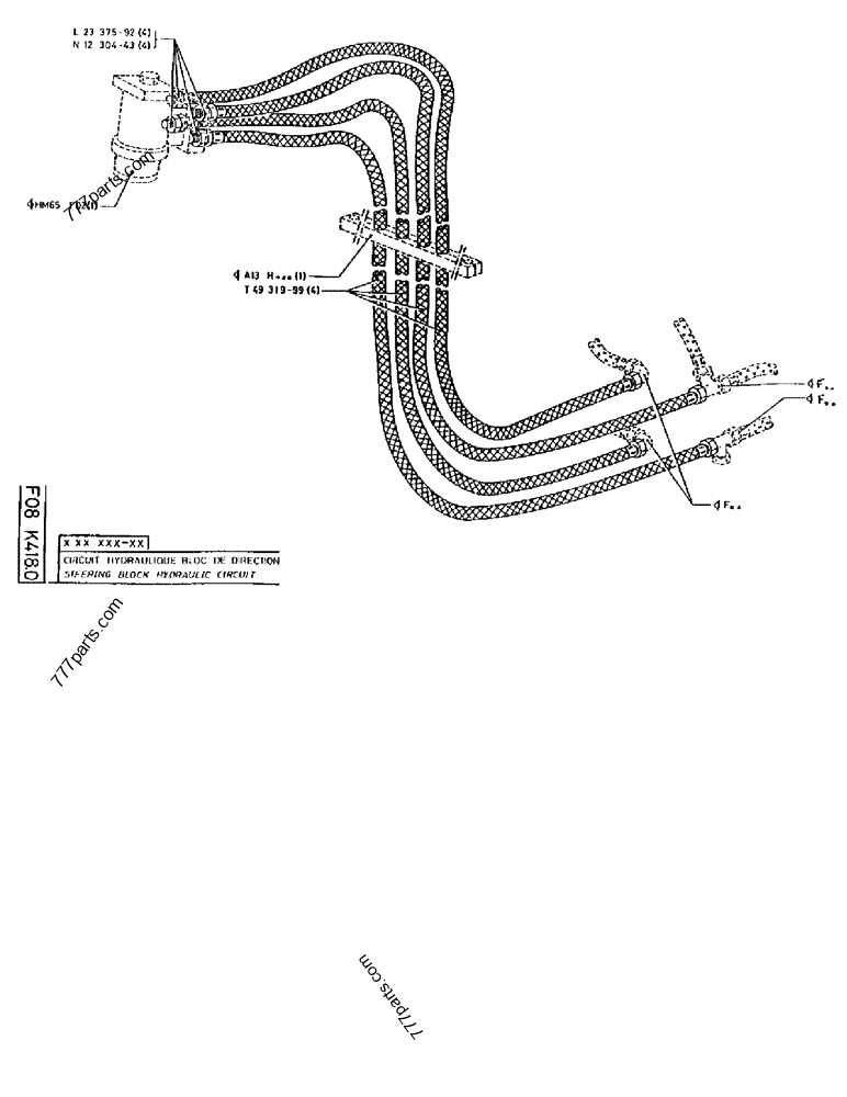 Part diagram STEERING BLOCK HYDRAULIC CIRCUIT - CRAWLER EXCAVATORS Case 170B (POCLAIN EXCAVATOR - RAISED CAB AND CAB GUARD (1/85-12/89)) | 777parts.com
