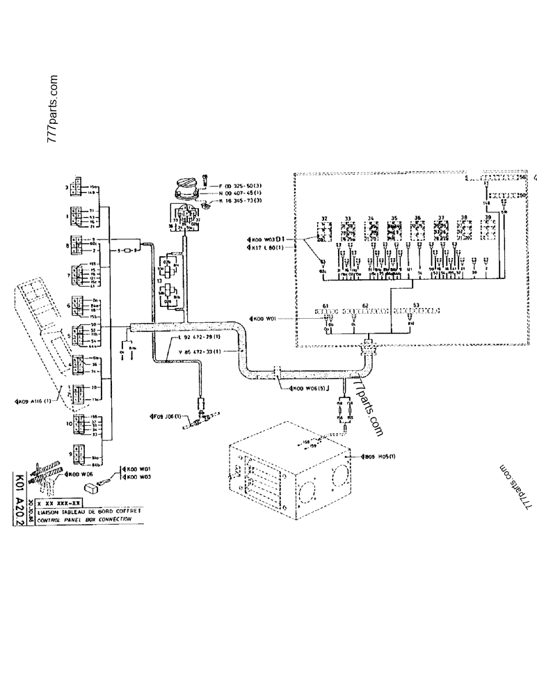 Схема запчастей CONTROL PANEL BOX CONNECTION - Гусеничные экскаваторы Case 170 (POCLAIN CRAWLER EXCAVATOR (S/N 12341 TO 12492) (5/85-12/92)) | 777parts.com
