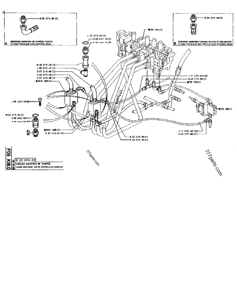 Part diagram LOAD HOLDING VALVE HYDRAULIC CIRCUIT - CRAWLER EXCAVATORS Case 170B (CASE CRAWLER EXCAVATOR (S/N 1501-) (S/N 12501-) (EUROPE) (2/87-12/89)) | 777parts.com