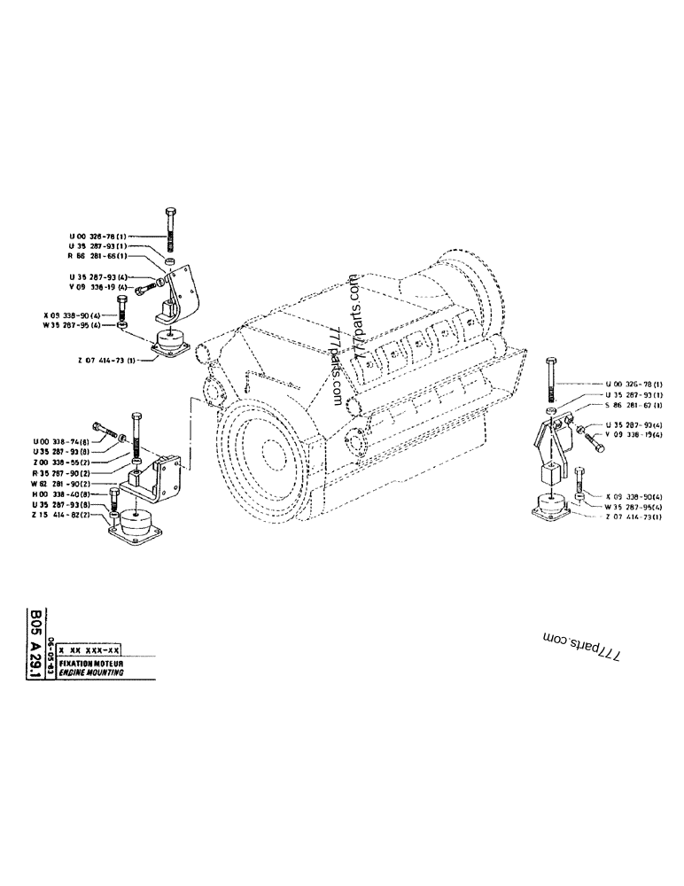 Part diagram ENGINE MOUNTING - CRAWLER EXCAVATORS Case 220 (POCLAIN CRAWLER EXCAVATOR (1/88-12/92)) | 777parts.com