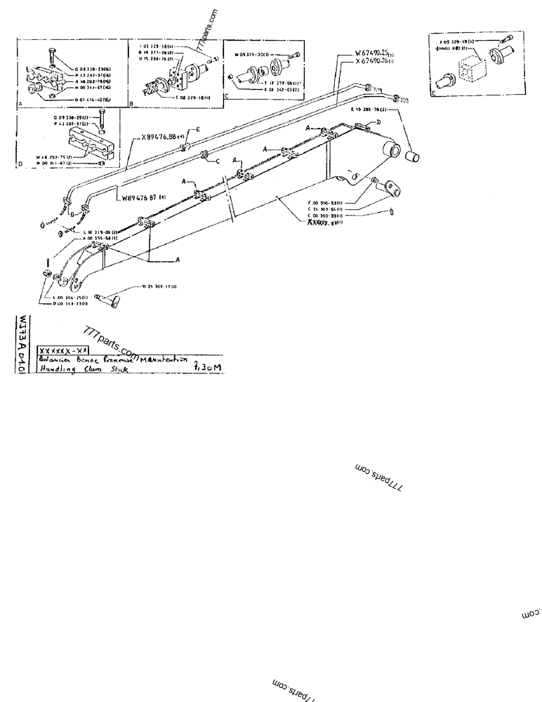 Part diagram HANDLING CLAM STICK 7,30M - CRAWLER EXCAVATORS Case 170F (POCLAIN EXCAVATOR W/ELECTRIC MOTOR (132KW 380V) (1/85-12/92)) | 777parts.com