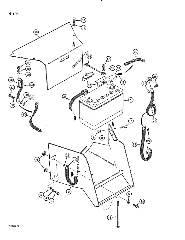 BATTERY, BOX, AND MOUNTING PARTS - LOADER BACKHOES Case 580K