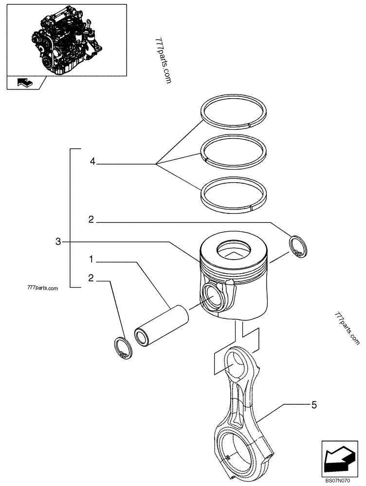 Part diagram PISTON - ENGINE (87546691) - COMPACT TRACK LOADERS Case 420CT (COMPACT TRACK LOADER - SERIES 3, ASN N7M455401 (1/08-3/11)) | 777parts.com