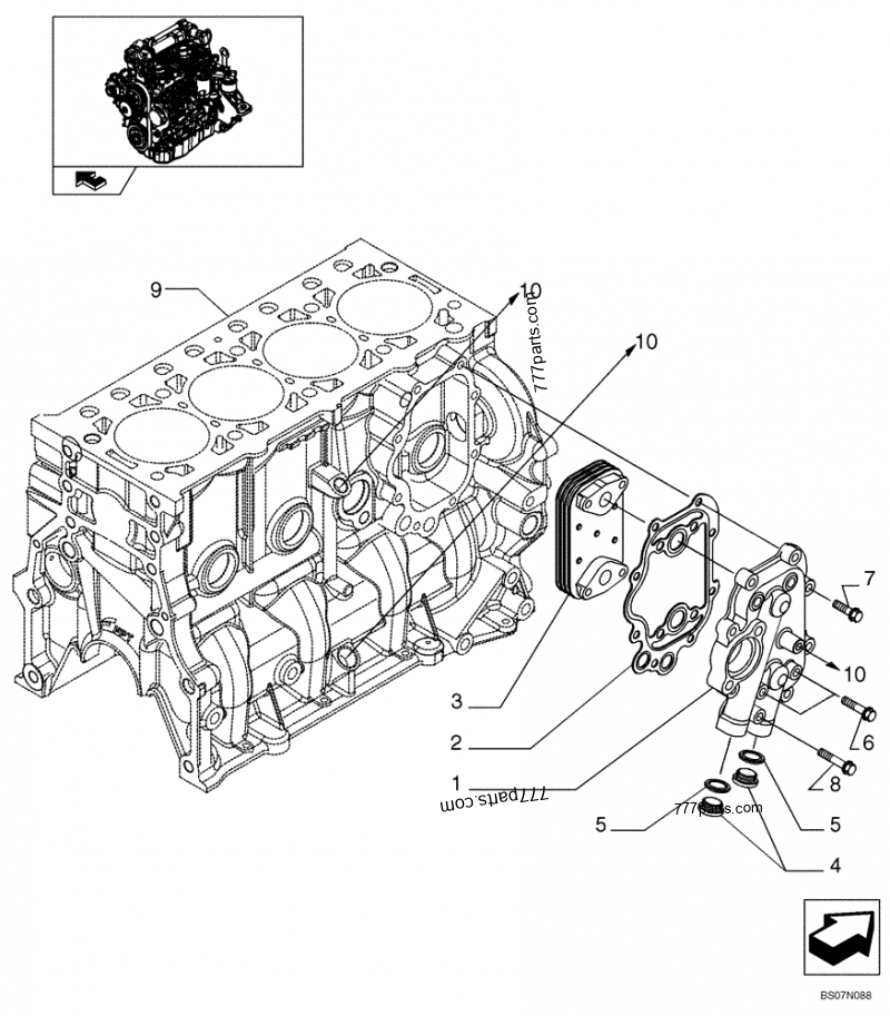 Part diagram HEAT EXCHANGER (87546691) - COMPACT TRACK LOADERS Case 420CT (COMPACT TRACK LOADER - SERIES 3, ASN N7M455401 (1/08-3/11)) | 777parts.com
